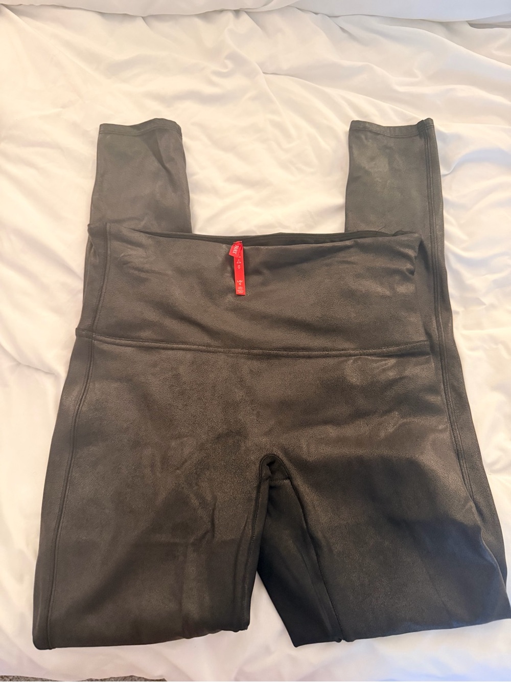 SPANX Women’s High-Waist Faux Leather Leggings - Black. Large